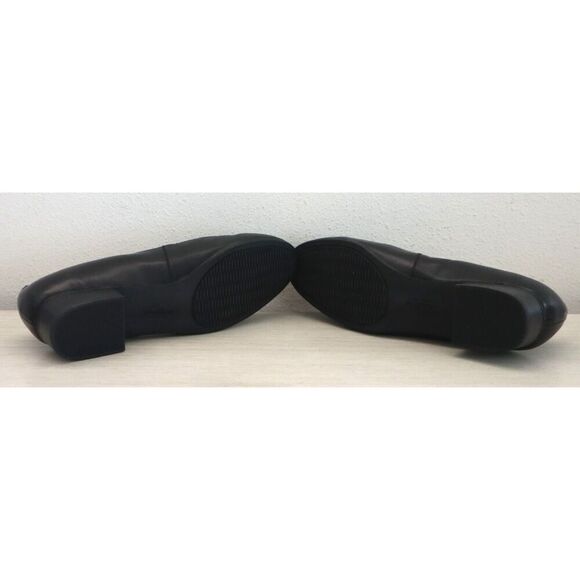 Trotters T1713-001 Women Sz 11W Black Leather Monarch Slip-On Heeled Loafer - Picture 3 of 12